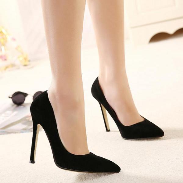 black pointed toe high heels